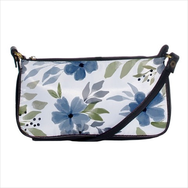 Blue Flowers Floral Art Black Clutch Purse Art Blue Clutch Fashion Flowers Ladies Novelty Purse Purse