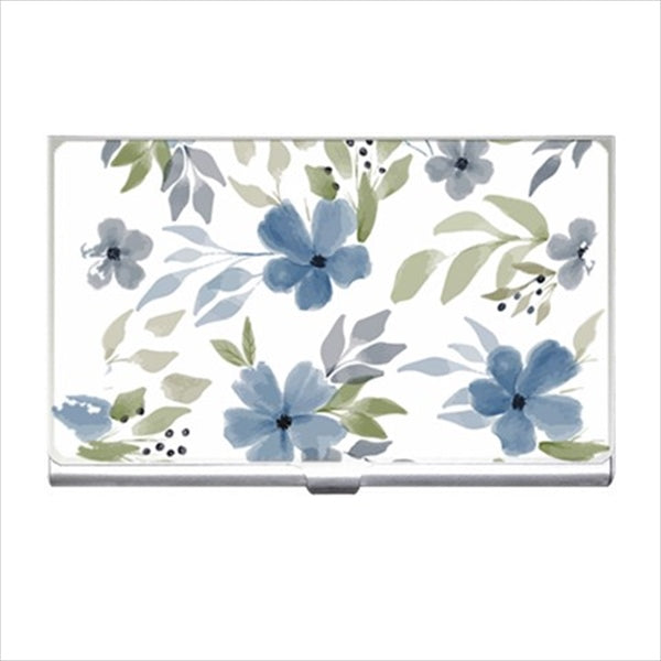 Blue Flowers Floral Art Business Bank Credit Card Case Bank Card Blue Business Card Business Card Holder Case Credit Card Flowers Business Card Holder