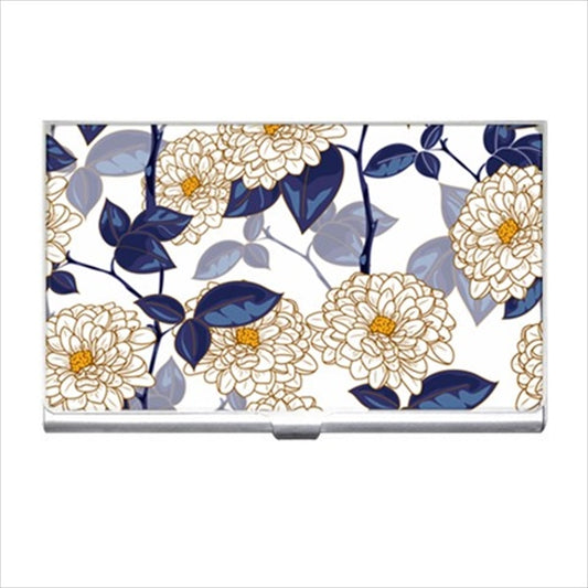 Chrysanthemum Flowers Art Business Bank Credit Card Case Bank Card Blue Business Card Business Card Holder Case Credit Card Flowers Business Card Holder