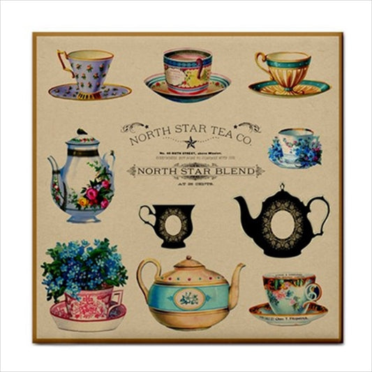 Teacups Tea Art Teapots Decorative Ceramic Tile art Art Ceramic Tile Backsplash Ceramic Ceramic Tile Home Decor Tea Teacup Teapot Tile Ceramic Tile