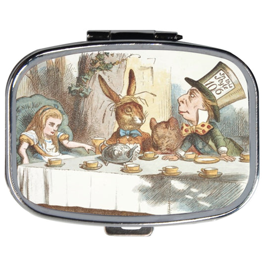 Alice In Wonderland Mad Tea Party Travel Pill Box Medication Vitamin Case Alice In Wonderland Case Medication Case Pill Box Travel Pillboxes