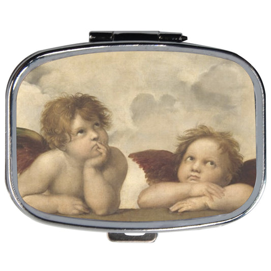 Angels Cherubs Raphael Art Pill Box Medication Vitamin Travel Case Angels Case Medication Case Pill Box Raphael Travel Pillboxes