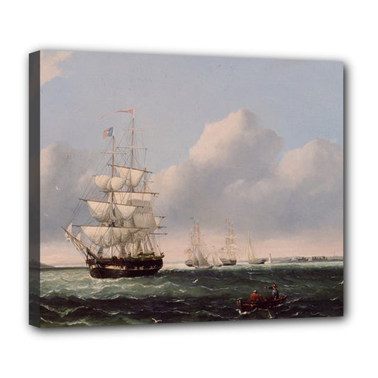 The Port Of New Bedford Sailing Ships Bradford Canvas Wall Art Print 24 by 20 Inches 20" by 24" Art Canvas Home Decor Marina Nautical Print Sailing Ship Stretched Canvas wall art William bradford Stretched Canvas 24" by 20"