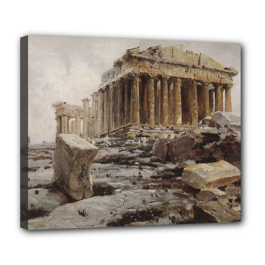 Parthenon Temple of Athena Polenov Greek Canvas Wall Art Print 24 Inches 20" by 24" Art Canvas Greece Greek Art Home Decor Print Stretched Canvas Vasily Polenov wall art Stretched Canvas 24" by 20"