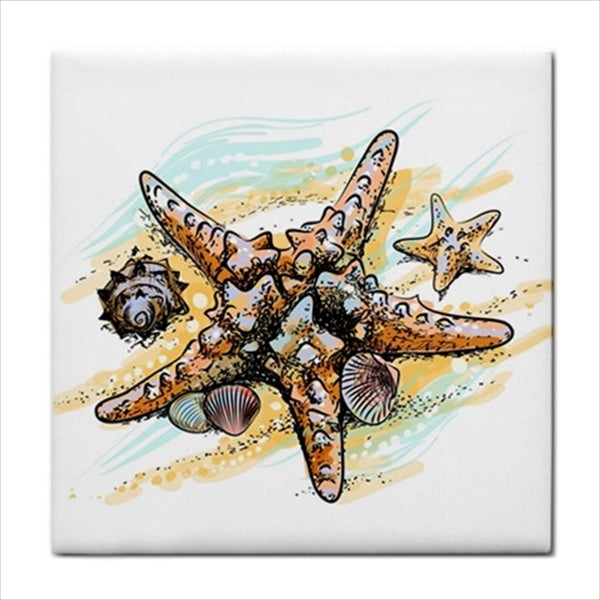 Seashells Set of 6 Home Décor Border Backsplash Tiles Ceramic Tile Set