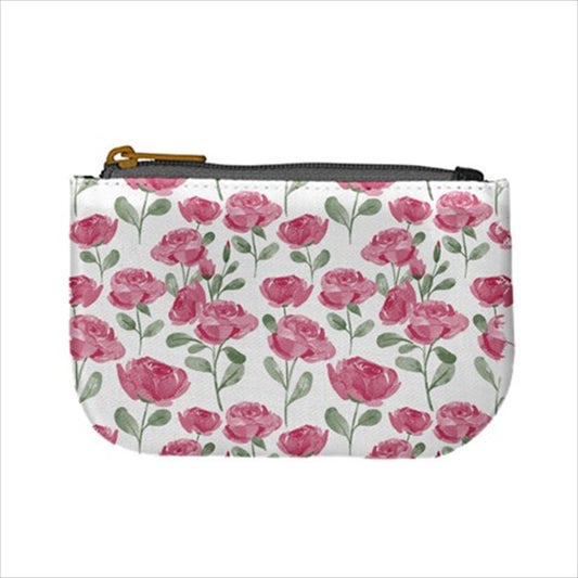 Roses Pink Flowers Floral Art Mini Change Coin Purse Art Change Purse Coin Purse Flowers Nature Pink Roses Coin Purse