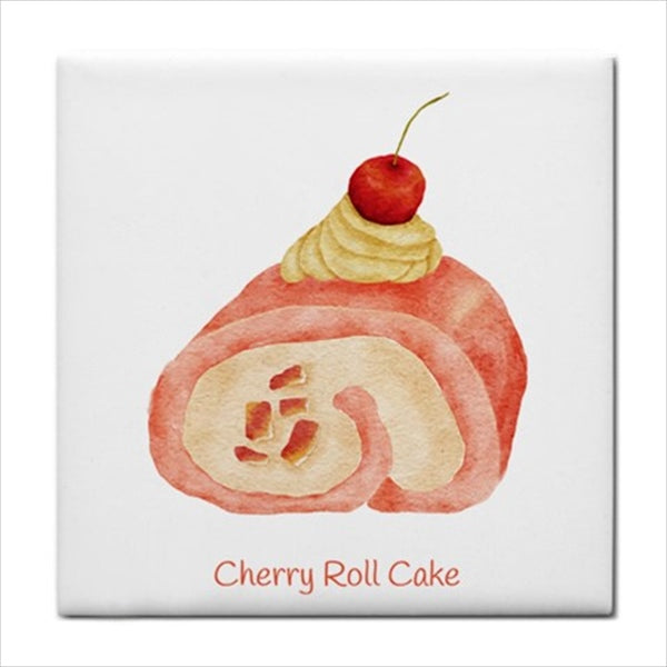 Cherry Roll Cake Dessert Food Art Backsplash Border Ceramic Tile Backsplash Ceramic Ceramic Tile Cherry Dessert Food Food Tile Home Decor Kitchen Tile Ceramic Tile