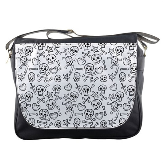 Skulls Hearts Graffiti Style Art Messenger Bag Art Bag Fashion Graffiti Hearts Messenger Bag Skeleton Skull Messenger Bags