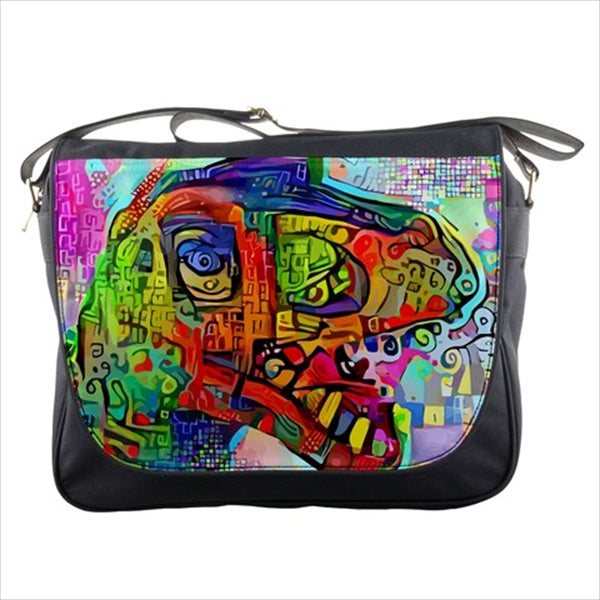T Rex Dinosaur Colorful Vibrant Art Messenger Bag
