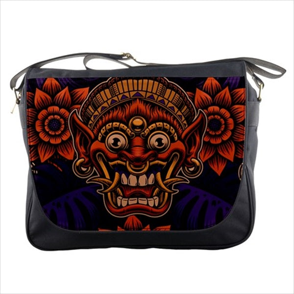 Bali Mask Barong Indonesian Art Messenger Bag