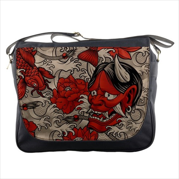 Oni Devil Mask Japan Modern Art Messenger Bag Art Bag Devil Fashion Japan Japanese Messenger Bag Oni Messenger Bags