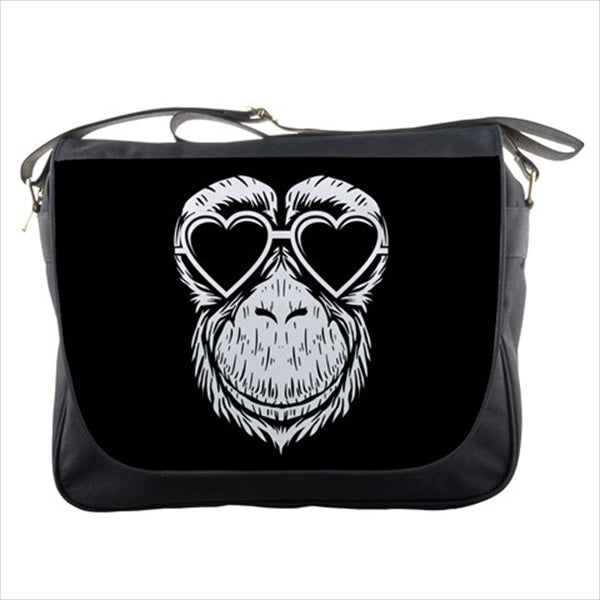 Chimpanzee Sunglasses Hipster Art Messenger Bag Animal Art Bag Chimpanzee Fashion Hipster Messenger Bag Monkey Novelty Travel Messenger Bags