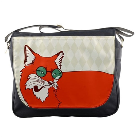 Fox Wearing Glasses Hipster Art Messenger Bag Animal Art Bag Fashion Fox Hipster Messenger Bag Novelty Messenger Bags