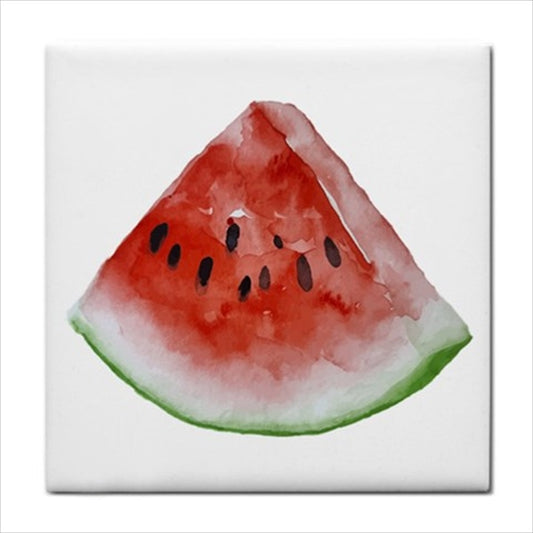 Watermelon Slice Watercolor Style Food Wall Art Backsplash Border Ceramic Tile Backsplash Ceramic Ceramic Tile Food Food Tile Fruit Home Decor Kitchen Tile Watermelon Ceramic Tile