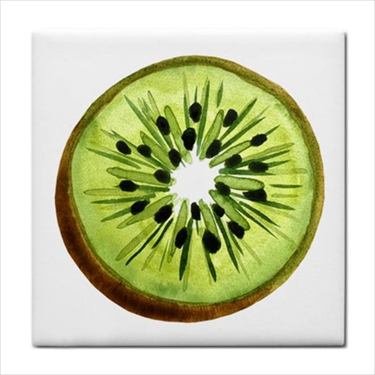 Kiwi Fruit Watercolor Style Food Art Backsplash Border Ceramic Tile Backsplash Ceramic Ceramic Tile Food Food Tile Fruit Home Decor Kitchen Kiwi Tile Ceramic Tile