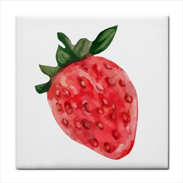 Strawberry Watercolor Style Food Wall Art Backsplash Border Ceramic Tile Backsplash Ceramic Ceramic Tile Food Food Tile Home Decor Kitchen Strawberry Tile Ceramic Tile