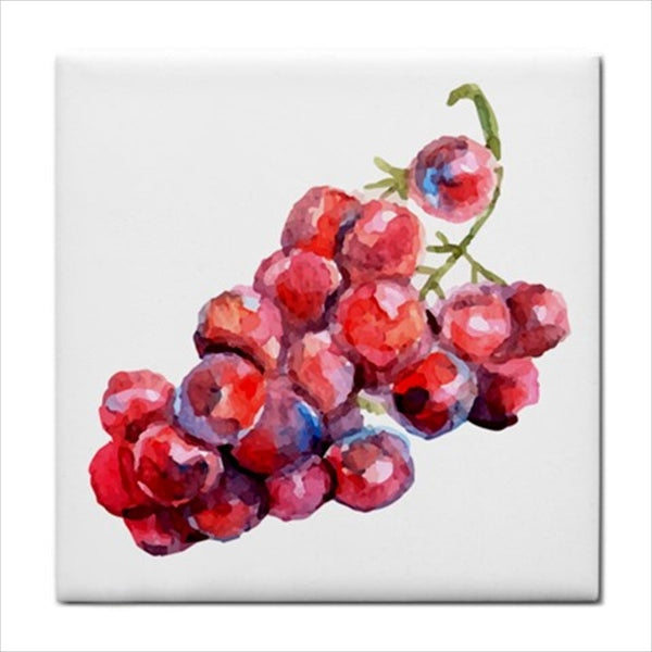 Grapes Watercolor Style Food Art Backsplash Ceramic Tile Backsplash Ceramic Ceramic Tile Food Food Tile Fruit Grapes Home Decor Kitchen Tile Ceramic Tile