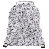 Graffiti Style Skulls Hearts Canvas Backpack