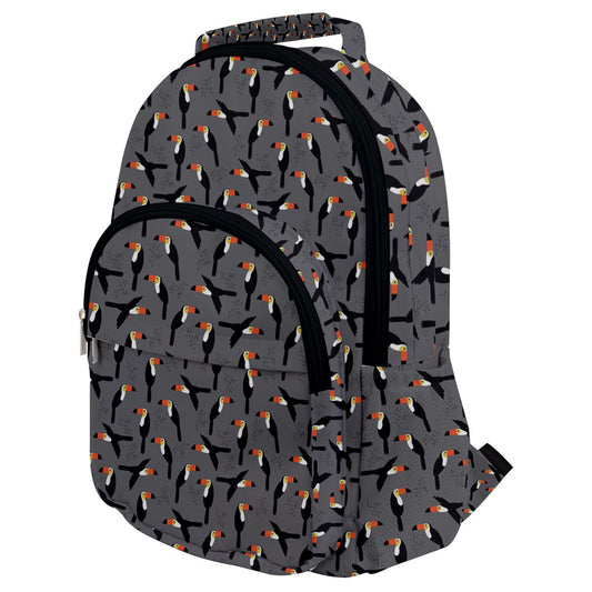 Toucan Bird Pattern Rounded Multi Pocket Canvas Backpack Art Backpack Canvas Backpack Fashion Novelty Toucan Backpacks