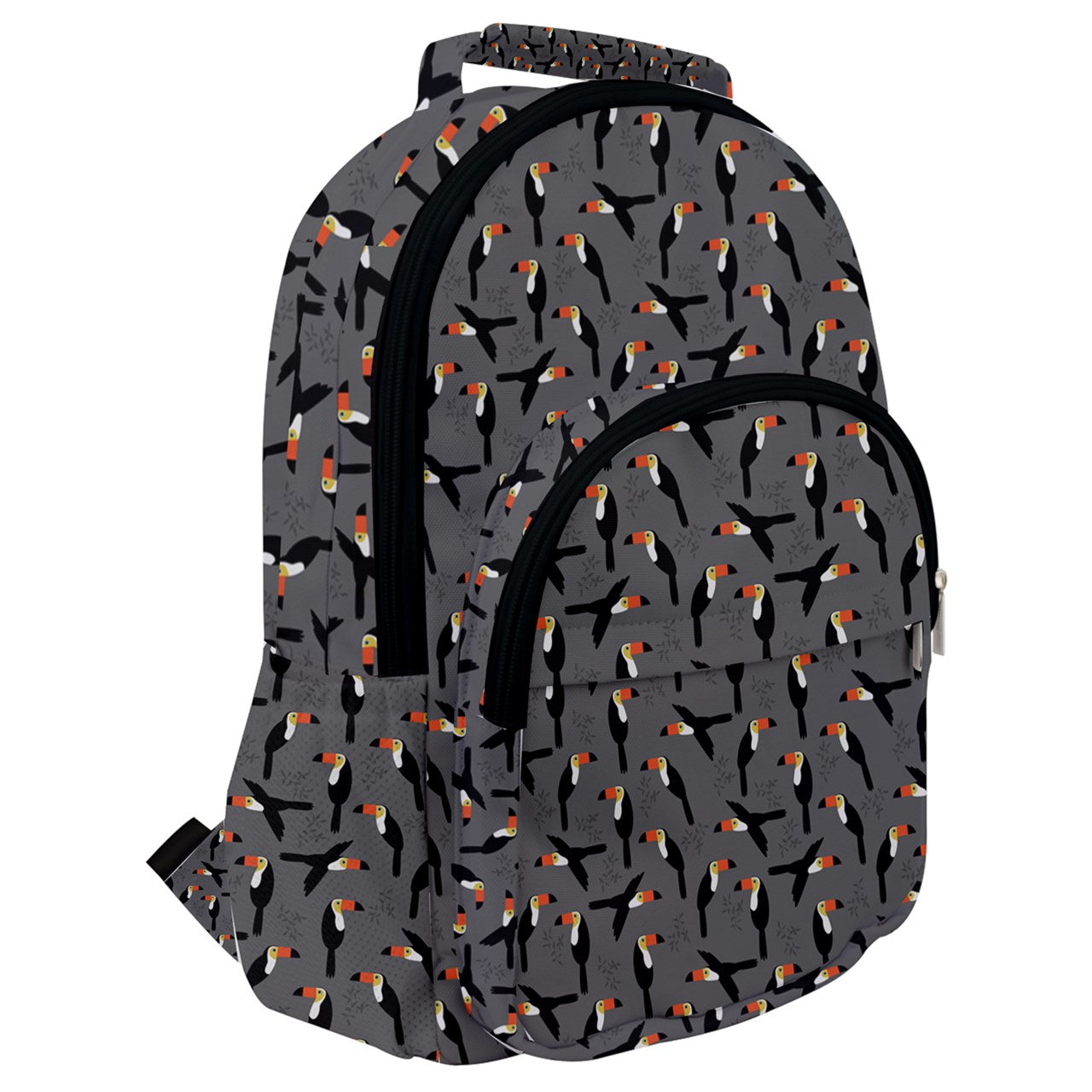 Toucan Bird Pattern Rounded Multi Pocket Canvas Backpack Art Backpack Canvas Backpack Fashion Novelty Toucan Backpacks