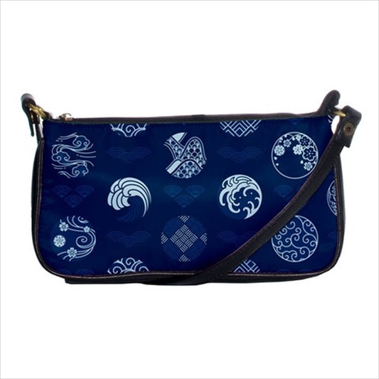 Japanese Pattern Art Blue Casual Clutch Purse Handbag Art Black Blue Clutch Fashion Handbag Japan Japanese Ladies Purse Purse