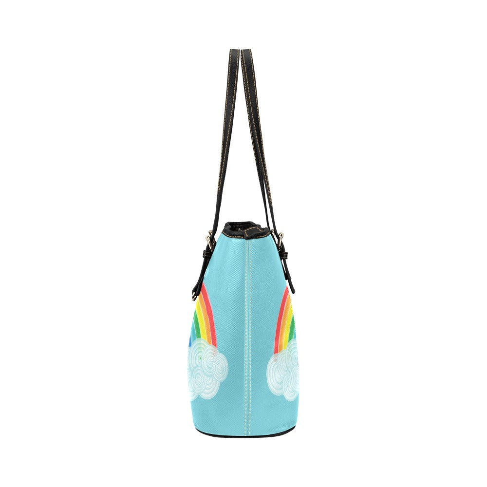 Rainbow Sky Art PU Leather Carry On Tote Bag 17.5" x 11" 17.5" x 11" Carry On LGBTQ PU Leather Rainbow Shoulder Bag Tote Tote Bag Tote Bag