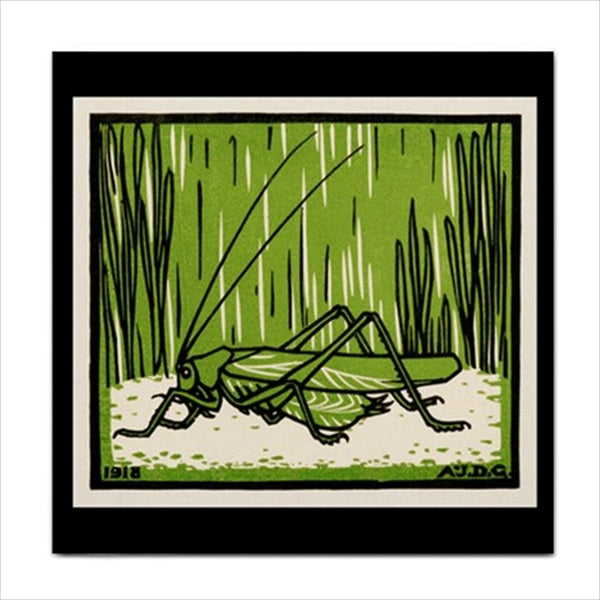 Grasshopper Modern Art Julie de Graag Ceramic Tile Animal Animal Tile Backsplash Ceramic Ceramic Tile Famous Fine Art Grasshopper Home Decor Insect Julie de Graag Tile Ceramic Tile