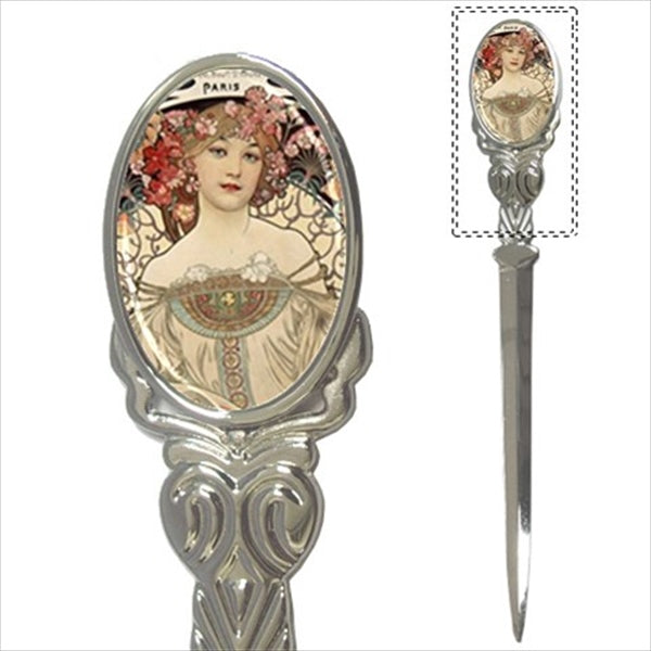 Female Art Nouveau Reverie Pewter Mail Letter Opener Alphonse Mucha Art Nouveau Desk Accessory Letter Opener Mail Office Supplies Letter Opener