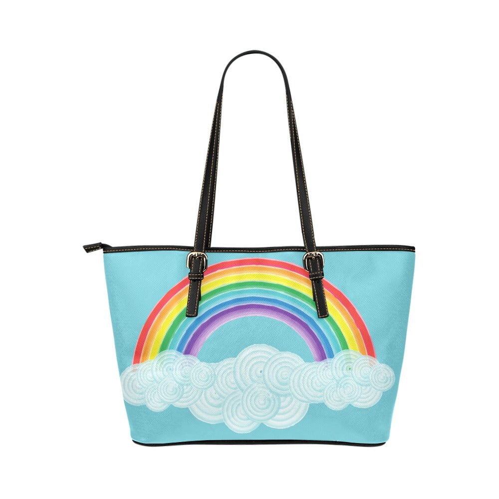 Rainbow Sky Art PU Leather Carry On Tote Bag 17.5" x 11" 17.5" x 11" Carry On LGBTQ PU Leather Rainbow Shoulder Bag Tote Tote Bag Tote Bag