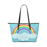 Rainbow Sky Art PU Leather Carry On Tote Bag 17.5" x 11"