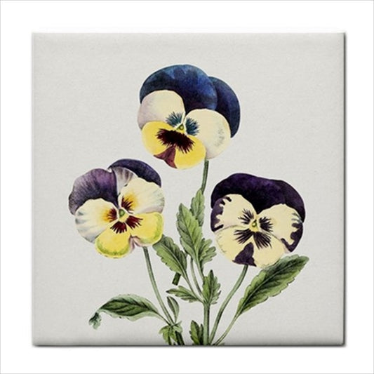 Pansies Flowers Ceramic Tile Backsplash Art Art Ceramic Tile Backsplash Ceramic Ceramic Tile Flower Flower Tile Flowers Home Decor Pansies Tile Ceramic Tile