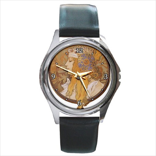 Byzantine Woman Watch Art Nouveau Alphonse Mucha Wristwatch Art Art Nouveau Famous Fine Art Round Watch Unisex Watch Wristwatch Watches