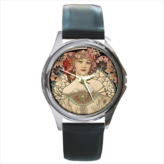 Art Nouveau Watch Reverie Alphonse Mucha Wristwatch Art Art Nouveau Famous Fine Art Round Watch Unisex Watch Wristwatch Watches