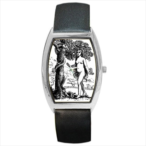 Eve In The Garden Art Barrel Style Wristwatch Unisex Watch Barrel Shape Watch