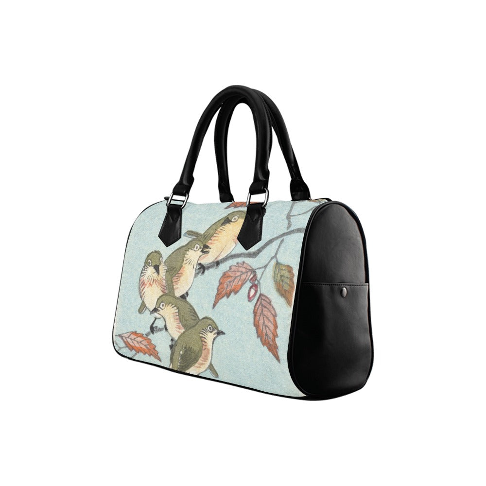 Birds In Tree Boston Handbag Canvas PU Leather Art Boston Handbag Handbag Ladies Boston Handbag