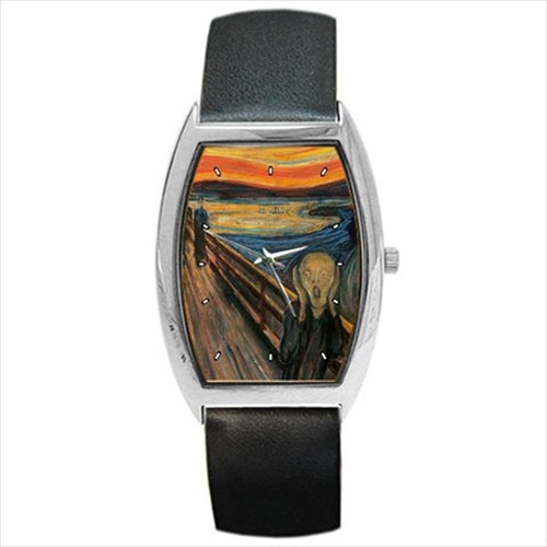 The Scream Edvard Munch Art Barrel Style Wristwatch Unisex Watch Barrel Shape Watch