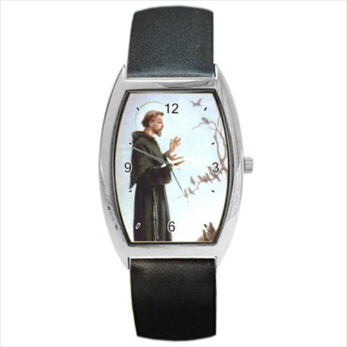 St Francis Patron Saint of Animals Barrel Style Wrist Watch Barrel Shape Watch