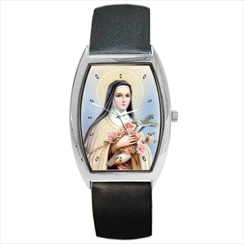 St Therese Patron Saint Of Florists Aids Missionaries Gardeners Barrel Style Wrist Watch Barrel Shape Patron Saint Religious Saint Unisex Watch Wristwatch Barrel Shape Watch