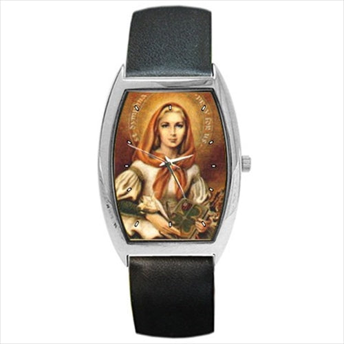 St Dymphna Patron Saint Of Anxiety Depression Barrel Style Wrist Watch Barrel Shape Patron Saint Religious Saint Unisex Watch Wristwatch Barrel Shape Watch