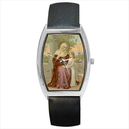 St Anne Patron Saint Of Unmarried Single Women Barrel Style Wrist Watch Barrel Shape Watch