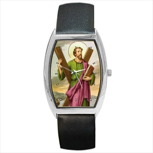 St Andrew Patron Saint Of Singers Fishermen Barrel Style Wrist Watch Barrel Shape Watch