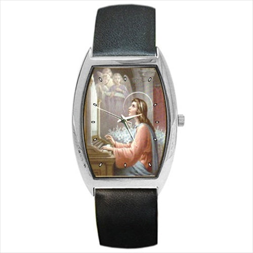 St Cecilia Patron Saint Of Musicians Barrel Style Wrist Watch Barrel Shape Patron Saint Religious Saint Unisex Watch Wristwatch Barrel Shape Watch