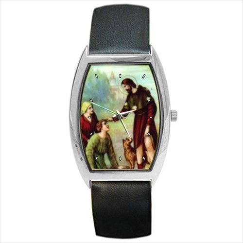 St Roch Patron Saint Of Bachelors Dogs Barrel Style Wrist Watch Barrel Shape Patron Saint Religious Saint Unisex Watch Wristwatch Barrel Shape Watch