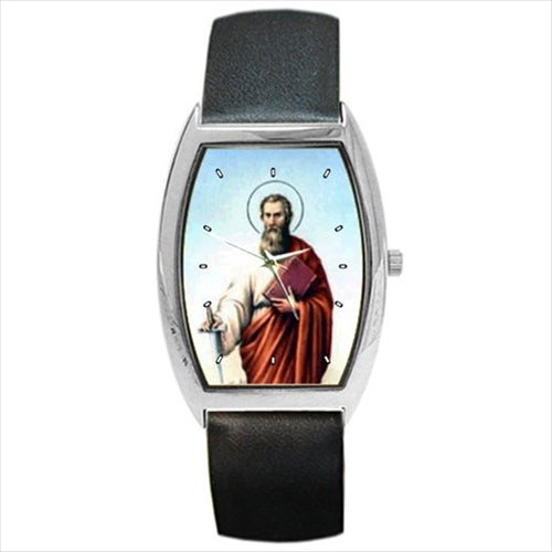 St Paul Patron Saint Of Christians Barrel Style Wrist Watch Barrel Shape Patron Saint Religious Saint Unisex Watch Wristwatch Barrel Shape Watch