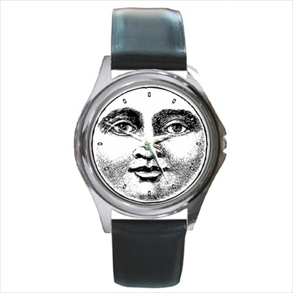 Vintage Moon Face Art Round Wristwatch Unisex Watch Art Moon Round Watch Unisex Vintage Watch Wristwatch Watches