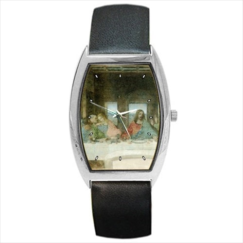 The Last Supper Leonardo da Vinci Art Barrel Style Wristwatch Unisex Watch Art Barrel Shape Famous Fine Art Unisex Watch Wristwatch Barrel Shape Watch