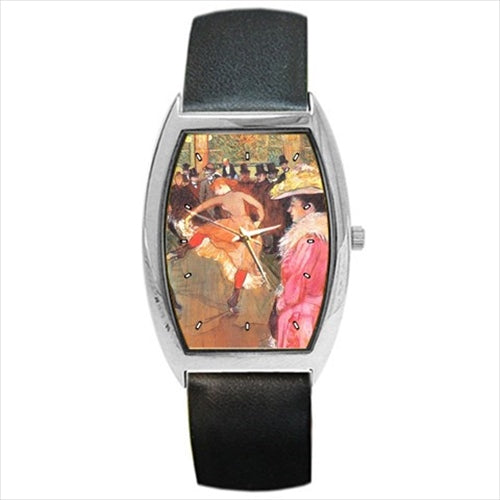 At the Moulin Rouge Toulouse Lautrec Art Barrel Style Wristwatch Unisex Watch Barrel Shape Watch