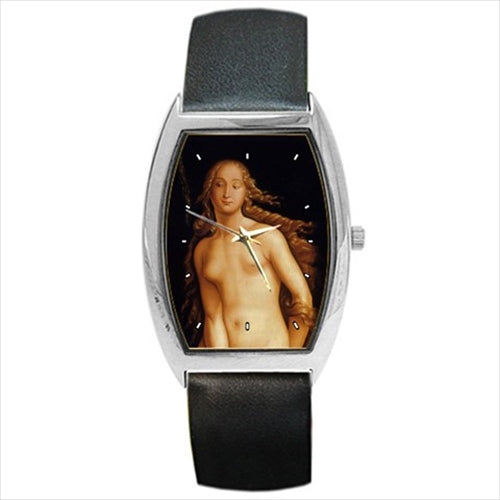 Adam and Eve Baldung Art Detail Barrel Style Wristwatch Unisex Watch Art Barrel Shape Unisex Watch Wristwatch Barrel Shape Watch