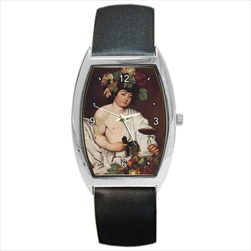 Bacchus God Of Wine Caravaggio Art Barrel Style Wristwatch Unisex Watch Art Barrel Shape Unisex Watch Wristwatch Barrel Shape Watch