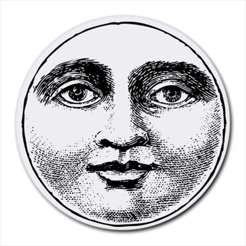 Vintage Moon Face Art Round Computer Mouse Pad